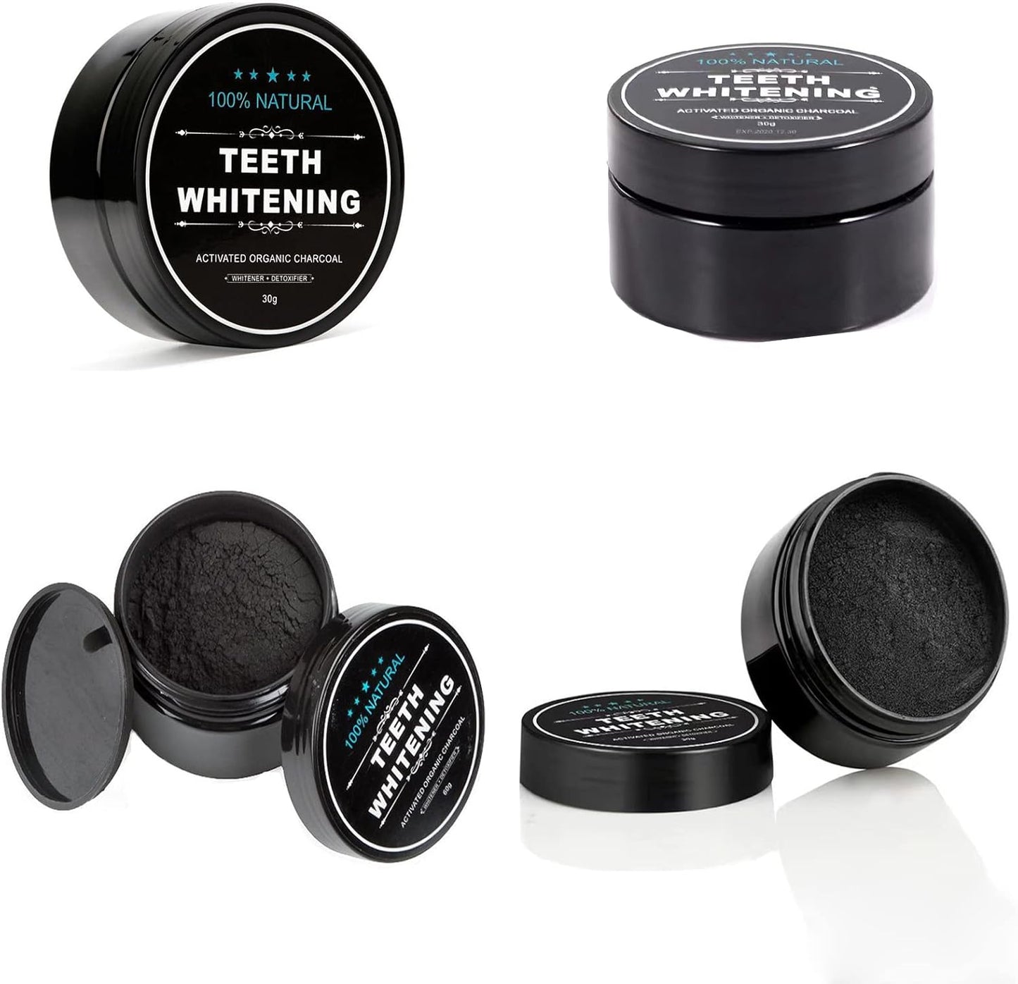 Teeth Whitening Charcoal Powder, Teeth Whitener Powder Oral Care Sets Natural Coconut, No Hurt on Enamel or Gum (1)