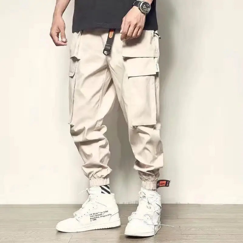 Men Pants Spring and Autumn Cargo Pants Man Fashion Hip Hop Casual Pants Loose Korean Drawstring Men Joggers Sweatpants