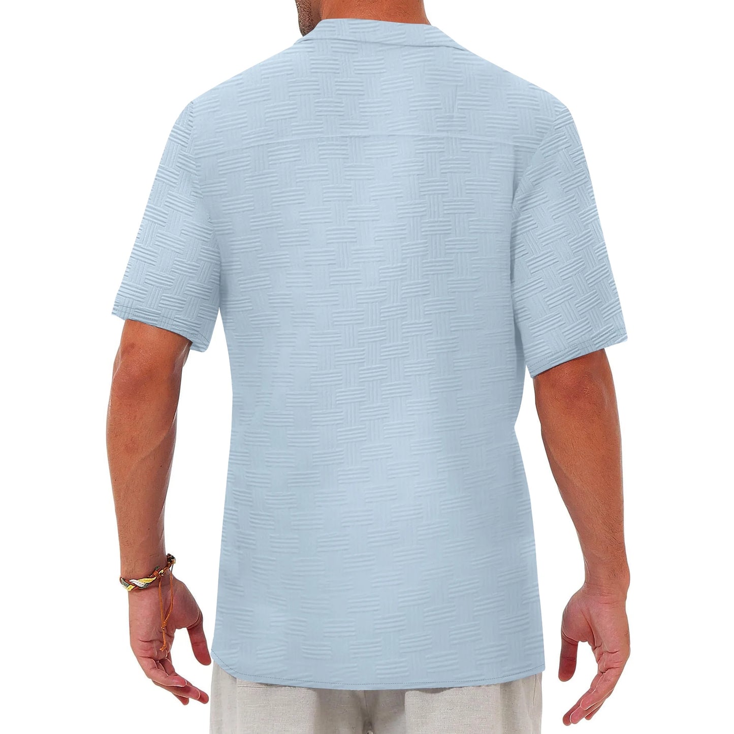 Button down Mens Shirts Long Sleeve Shirts for Men Solid Texturet-Shirts