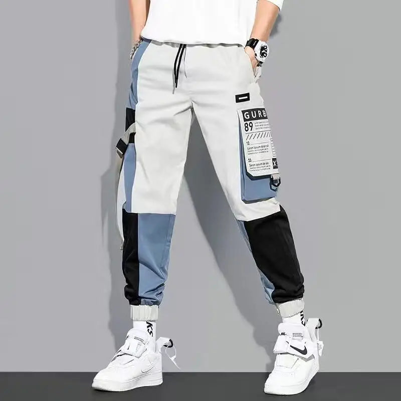 Men Pants Spring and Autumn Cargo Pants Man Fashion Hip Hop Casual Pants Loose Korean Drawstring Men Joggers Sweatpants