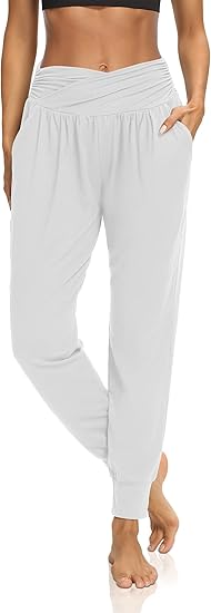 Womens Yoga Sweatpants Loose Workout Harem Joggers Casual Comfy Lounge Pajama Pants with Pockets