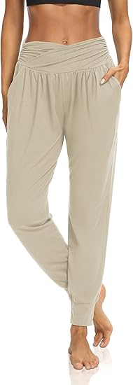 Womens Yoga Sweatpants Loose Workout Harem Joggers Casual Comfy Lounge Pajama Pants with Pockets