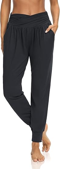 Womens Yoga Sweatpants Loose Workout Harem Joggers Casual Comfy Lounge Pajama Pants with Pockets