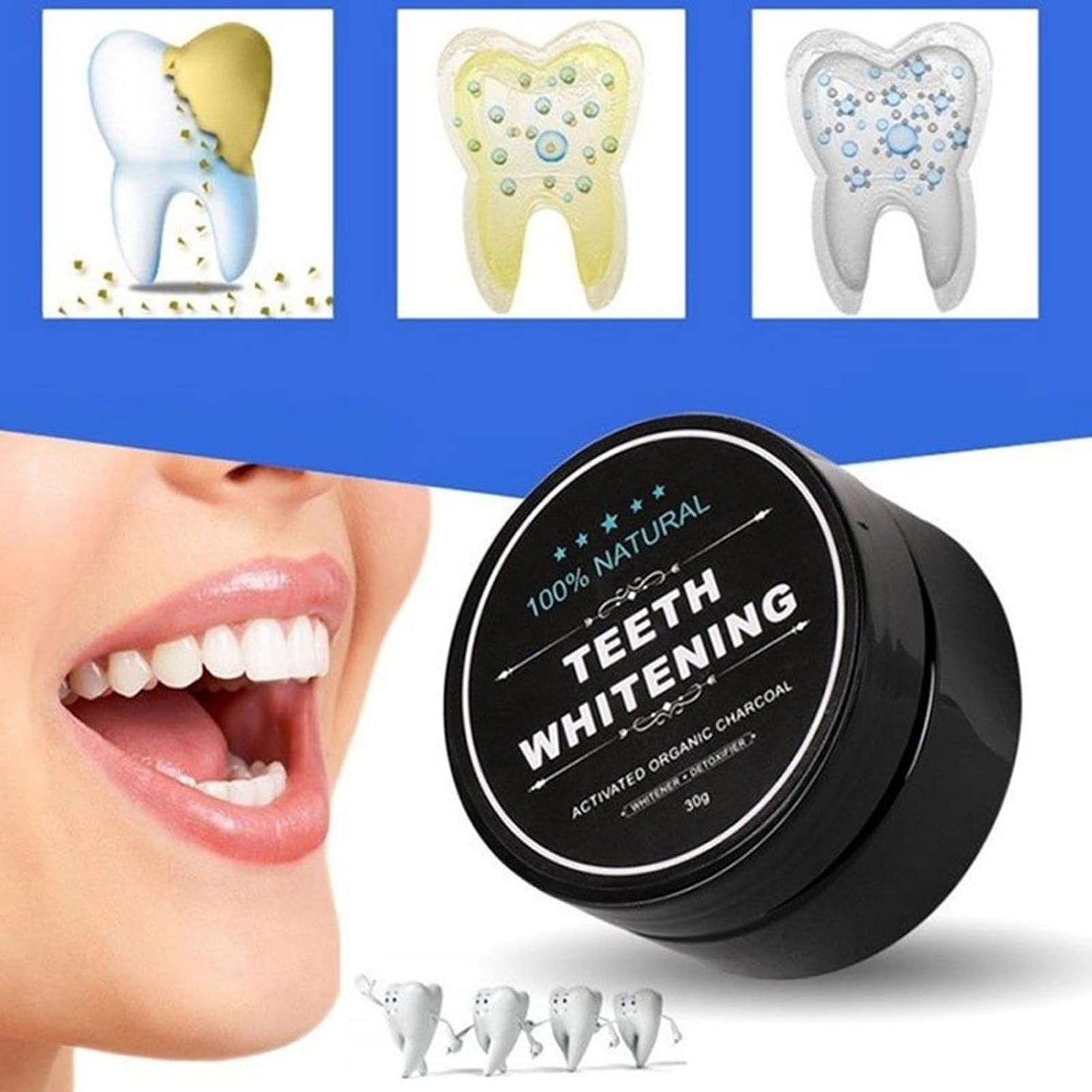 Teeth Whitening Charcoal Powder, Teeth Whitener Powder Oral Care Sets Natural Coconut, No Hurt on Enamel or Gum (1)