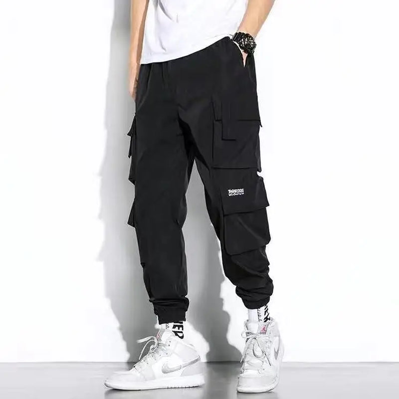 Men Pants Spring and Autumn Cargo Pants Man Fashion Hip Hop Casual Pants Loose Korean Drawstring Men Joggers Sweatpants
