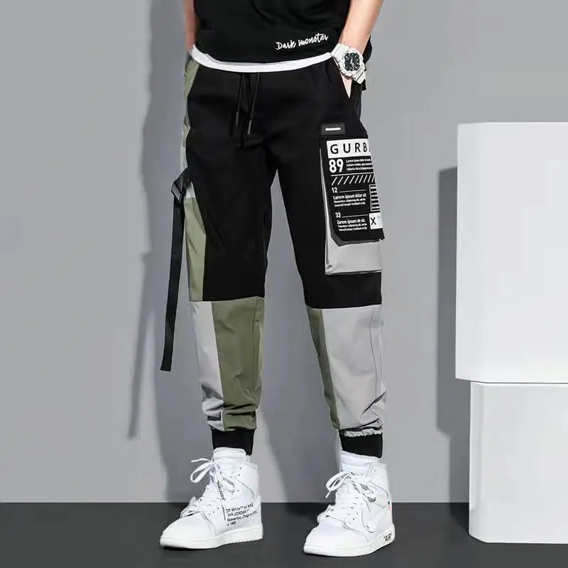Men Pants Spring and Autumn Cargo Pants Man Fashion Hip Hop Casual Pants Loose Korean Drawstring Men Joggers Sweatpants