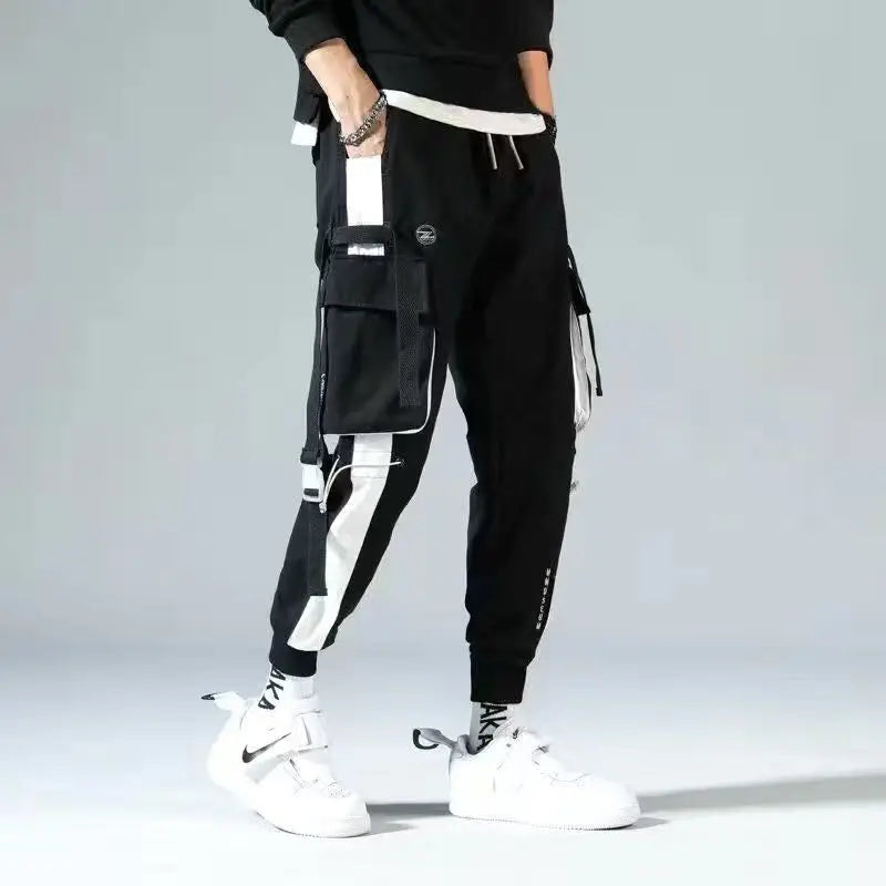 Men Pants Spring and Autumn Cargo Pants Man Fashion Hip Hop Casual Pants Loose Korean Drawstring Men Joggers Sweatpants