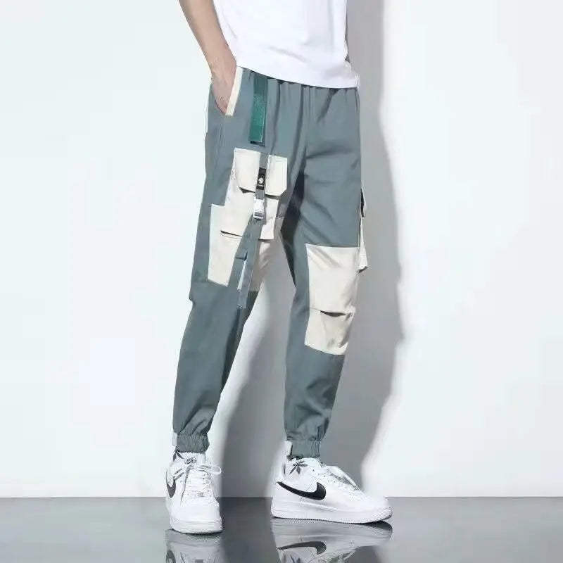 Men Pants Spring and Autumn Cargo Pants Man Fashion Hip Hop Casual Pants Loose Korean Drawstring Men Joggers Sweatpants