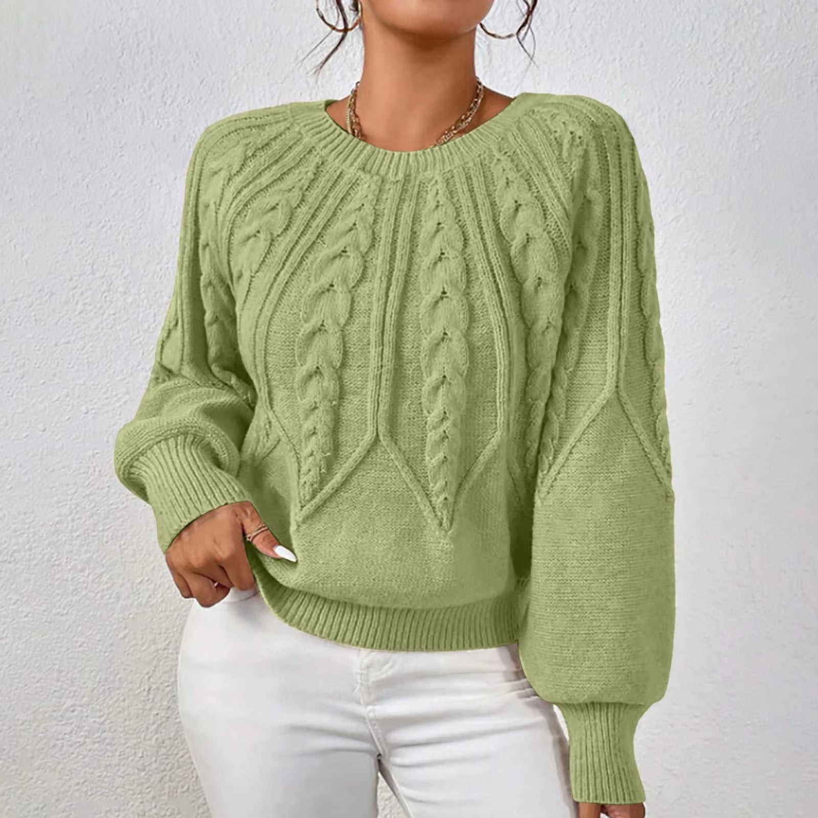 Sweaters for Women Crewneck Solid Color Ribbed Comfort Pullover Knitted Long Sleeve Casual Trendy Outfits Solid Color Sweater