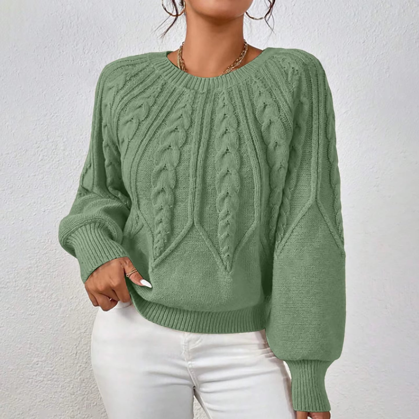 Sweaters for Women Crewneck Solid Color Ribbed Comfort Pullover Knitted Long Sleeve Casual Trendy Outfits Solid Color Sweater