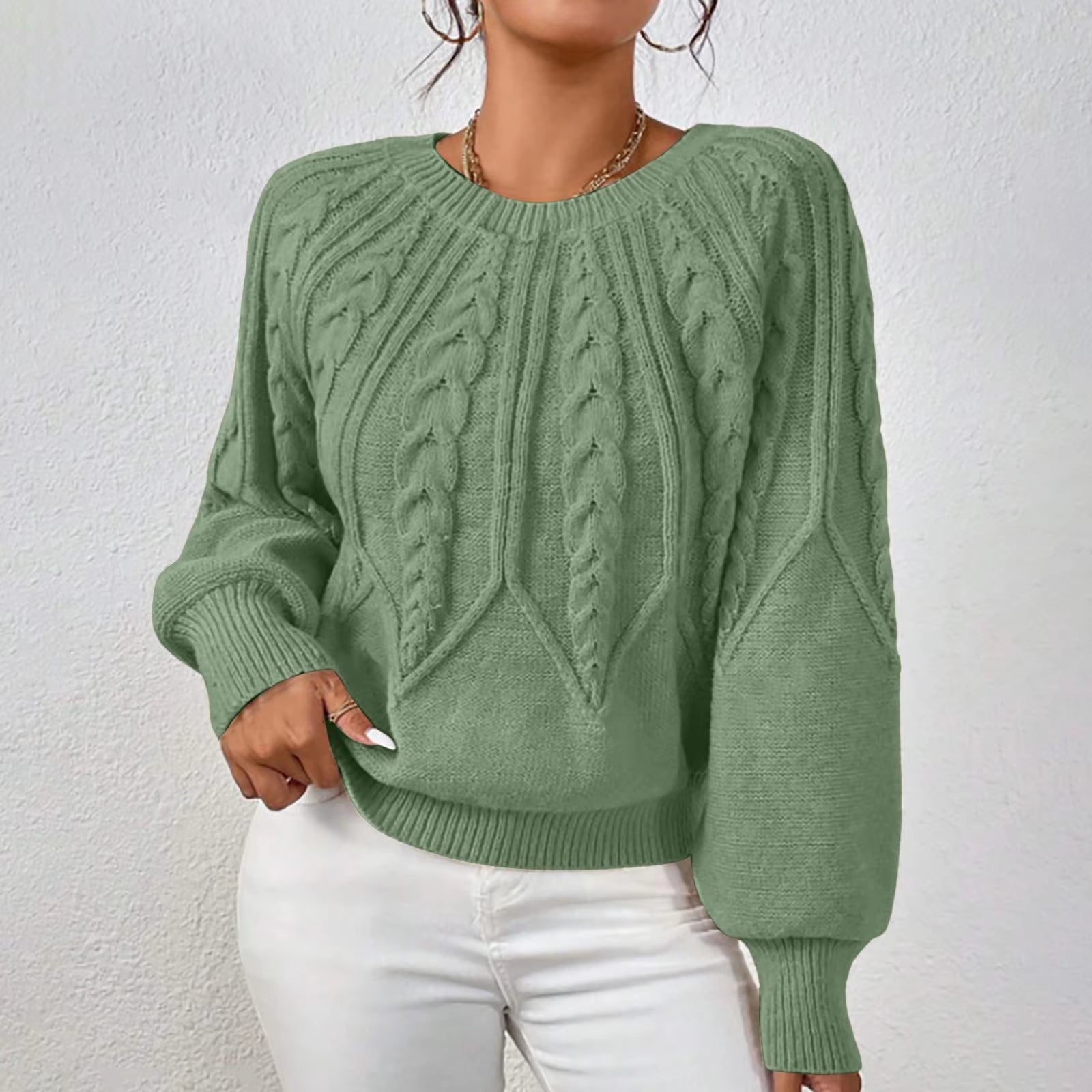 Sweaters for Women Crewneck Solid Color Ribbed Comfort Pullover Knitted Long Sleeve Casual Trendy Outfits Solid Color Sweater