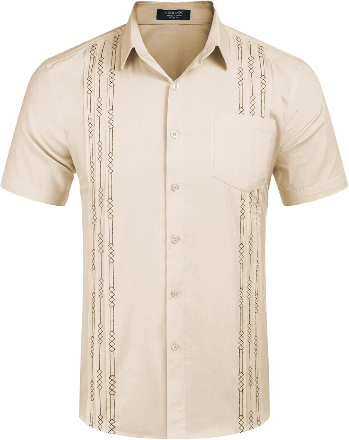 Mens Cuban Guayabera Shirt Short Sleeve Linen Button down Shirts Casual Summer Beach Tops