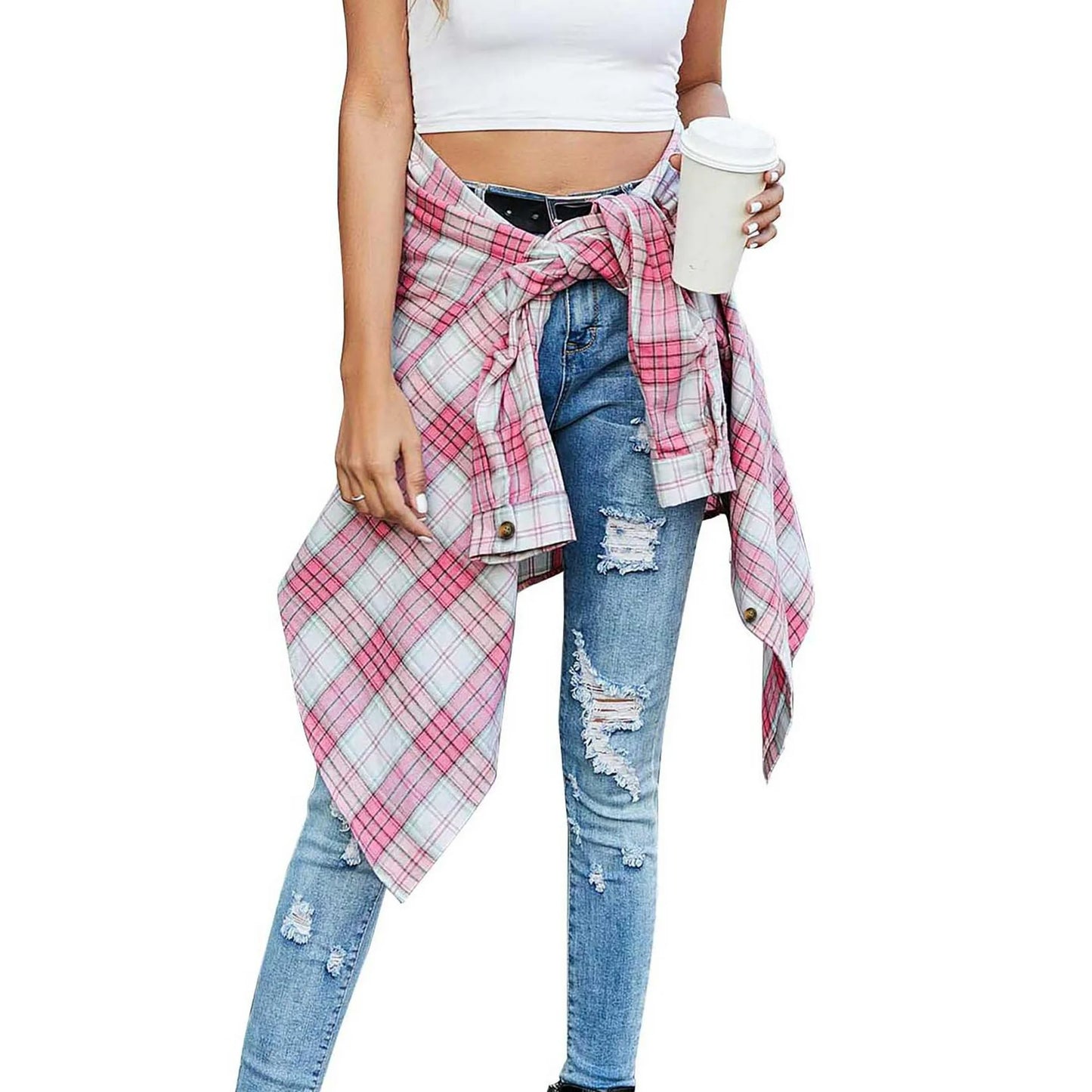 Plaid Flannel Shirts for Women Oversized Long Sleeve Button down Shirts Blouses Tops