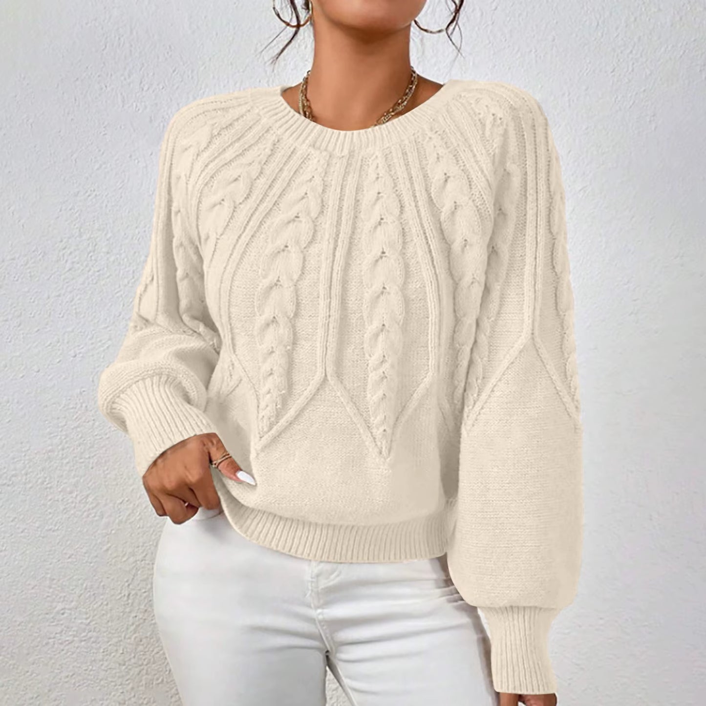 Sweaters for Women Crewneck Solid Color Ribbed Comfort Pullover Knitted Long Sleeve Casual Trendy Outfits Solid Color Sweater
