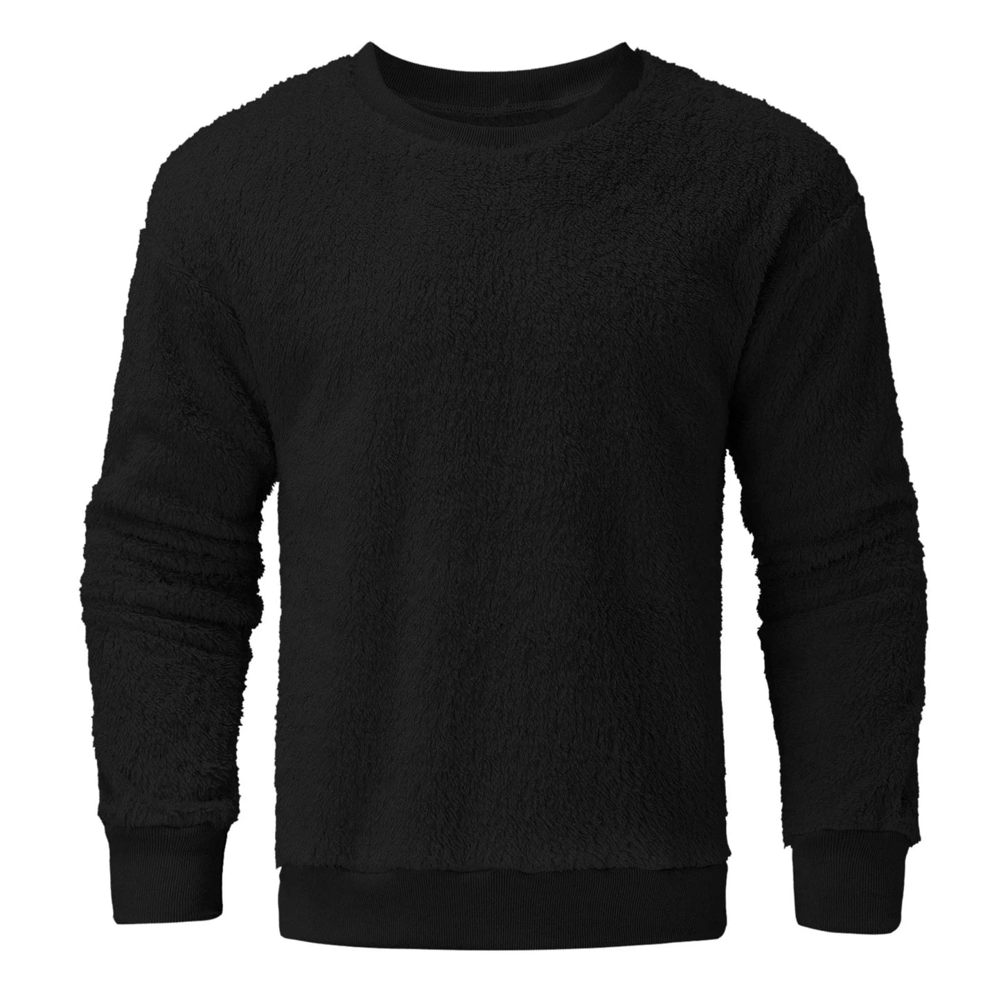 Men'S Fleece Sweatshirt Oversized Solid Drop Shoulder Shirts Winter Long Sleeve round Neck Shirt Big and Tall Loose Fit Streetwear Tops Red M