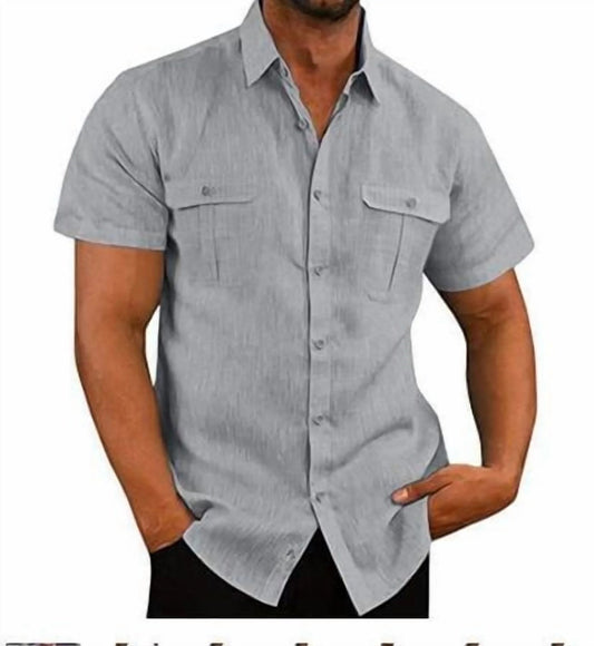 Mens Short Sleeve Classic Shirts Fishing Casual Regular-Fit Button-Up Collared Plaid Double Pocket Dress Shirt Top Tees Blouses Men Short Sleeve Shirts Button up Clearance Beach Wedding Shirt M-5XL