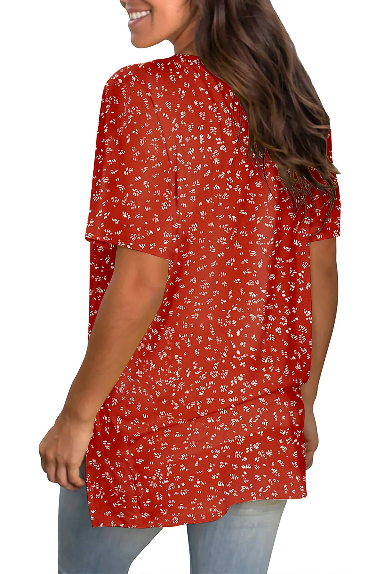V Neck T Shirts for Women Floral Summer Tops Short Sleeve Shirts Casual Tunic Tops