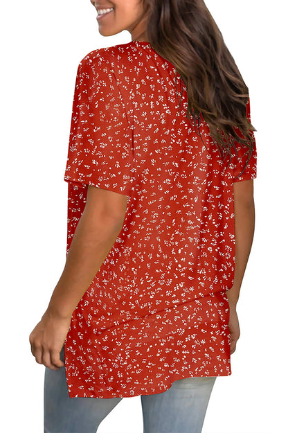 V Neck T Shirts for Women Floral Summer Tops Short Sleeve Shirts Casual Tunic Tops