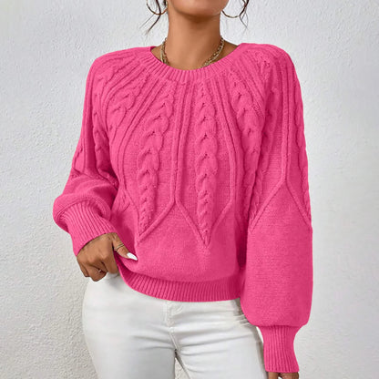 Sweaters for Women Crewneck Solid Color Ribbed Comfort Pullover Knitted Long Sleeve Casual Trendy Outfits Solid Color Sweater