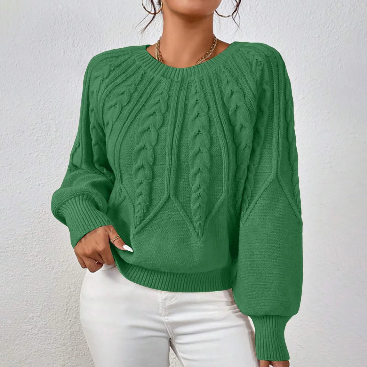 Sweaters for Women Crewneck Solid Color Ribbed Comfort Pullover Knitted Long Sleeve Casual Trendy Outfits Solid Color Sweater