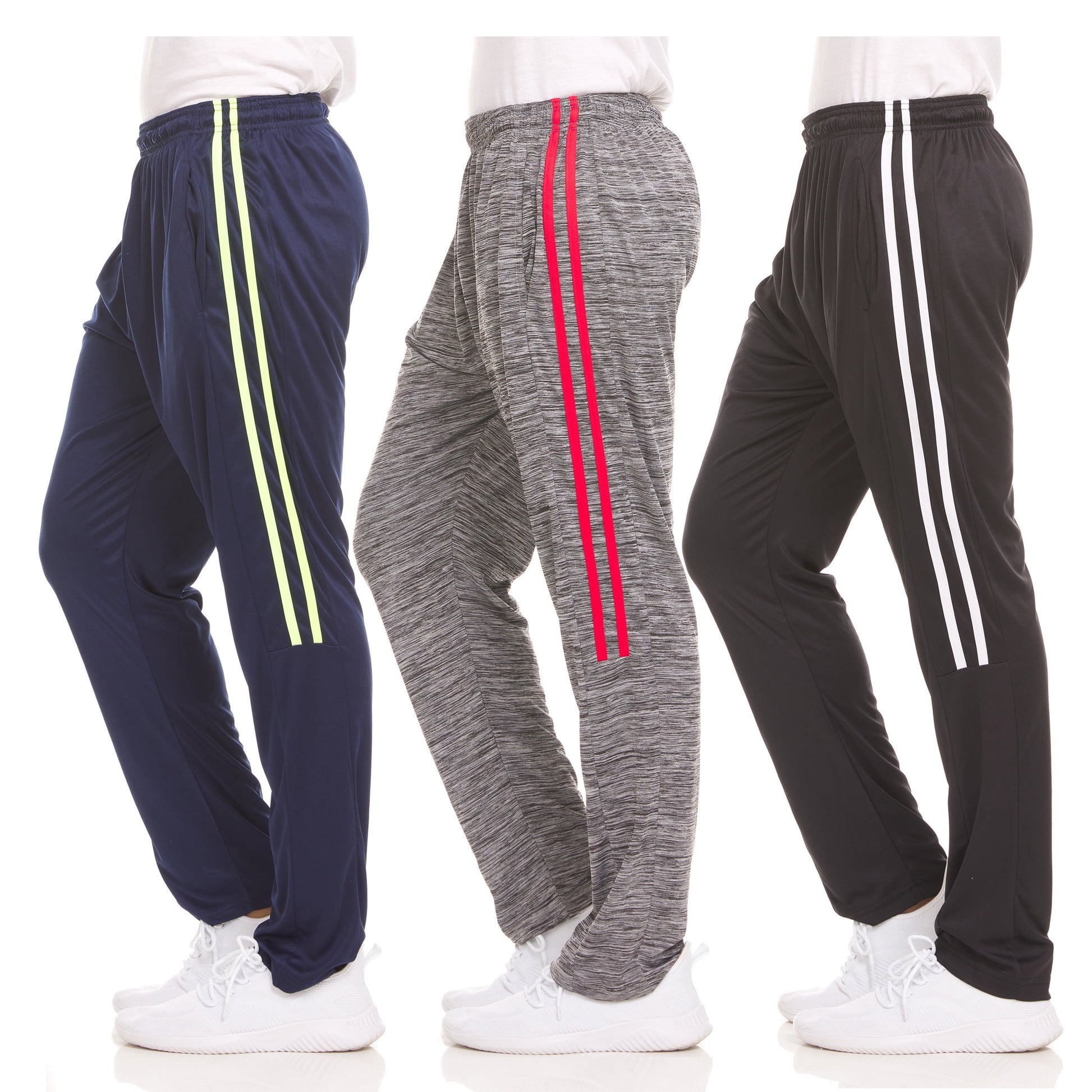 Mens Dri-Fit Pant 3 Pack-Moisture Wicking, High Performance, Comfy Spandex-Poly Blend (Up to Size 3XL)