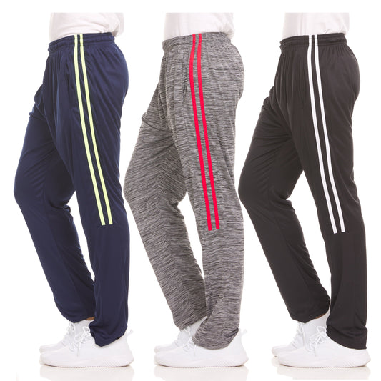 Mens Dri-Fit Pant 3 Pack-Moisture Wicking, High Performance, Comfy Spandex-Poly Blend (Up to Size 3XL)
