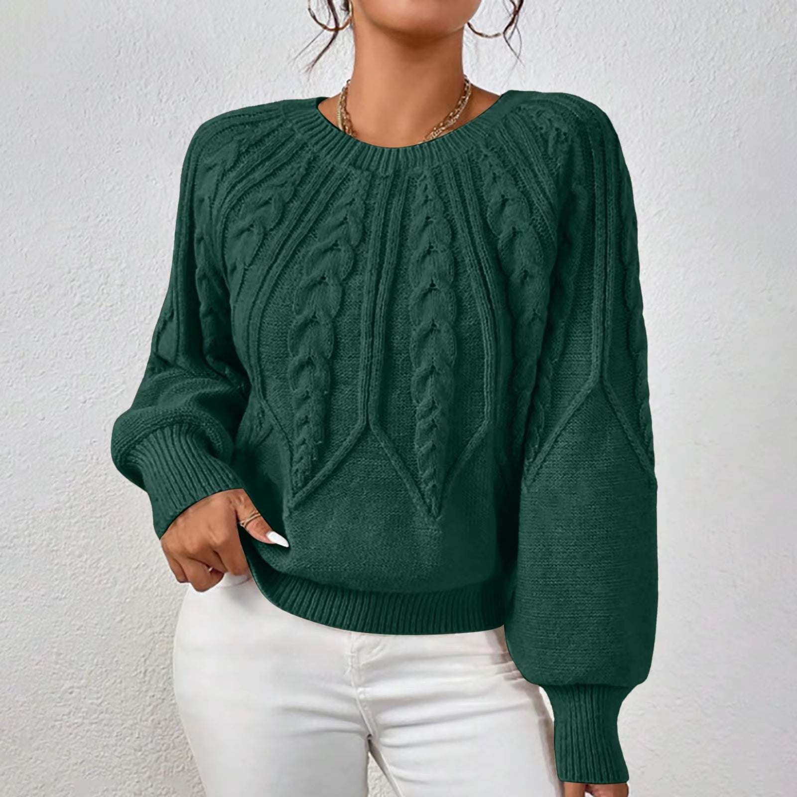 Sweaters for Women Crewneck Solid Color Ribbed Comfort Pullover Knitted Long Sleeve Casual Trendy Outfits Solid Color Sweater