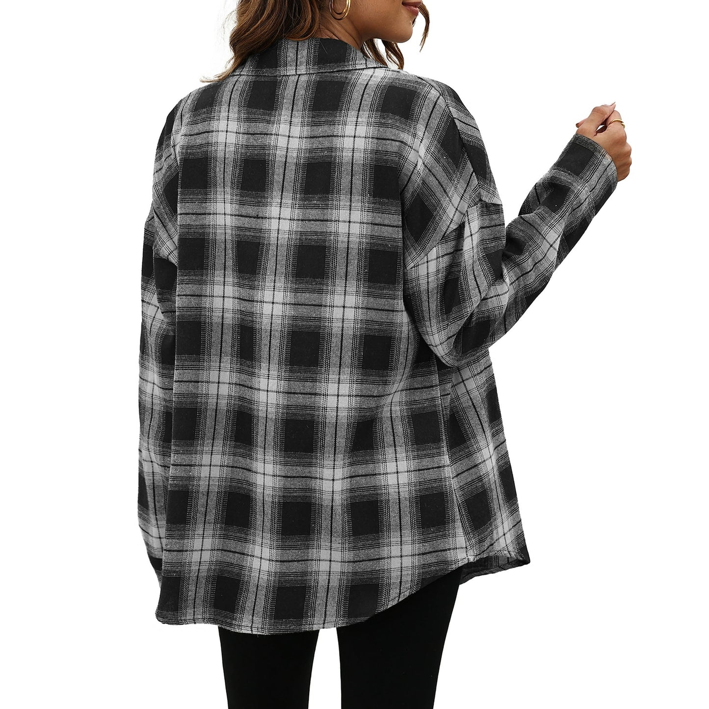 Plaid Flannel Shirts for Women Oversized Long Sleeve Button down Shirts Blouses Tops