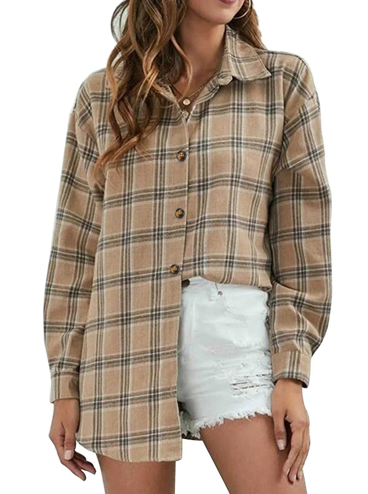Plaid Flannel Shirts for Women Oversized Long Sleeve Button down Shirts Blouses Tops