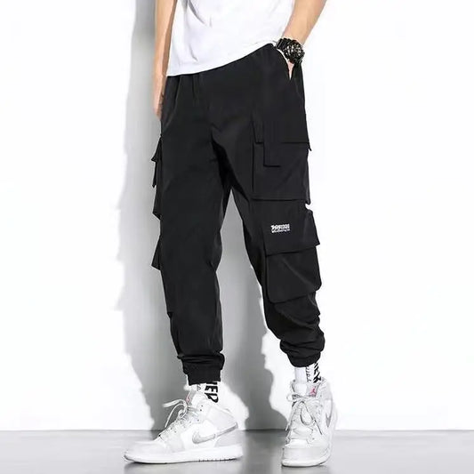 Men Pants Spring and Autumn Cargo Pants Man Fashion Hip Hop Casual Pants Loose Korean Drawstring Men Joggers Sweatpants