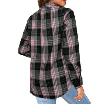 Plaid Flannel Shirts for Women Oversized Long Sleeve Button down Shirts Blouses Tops