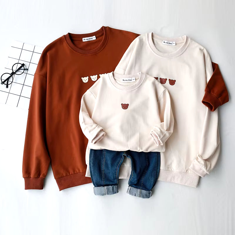 Family Matching Outfits T-Shirt Baby Bodysuit with Hat Bear Mother Kids Clothes