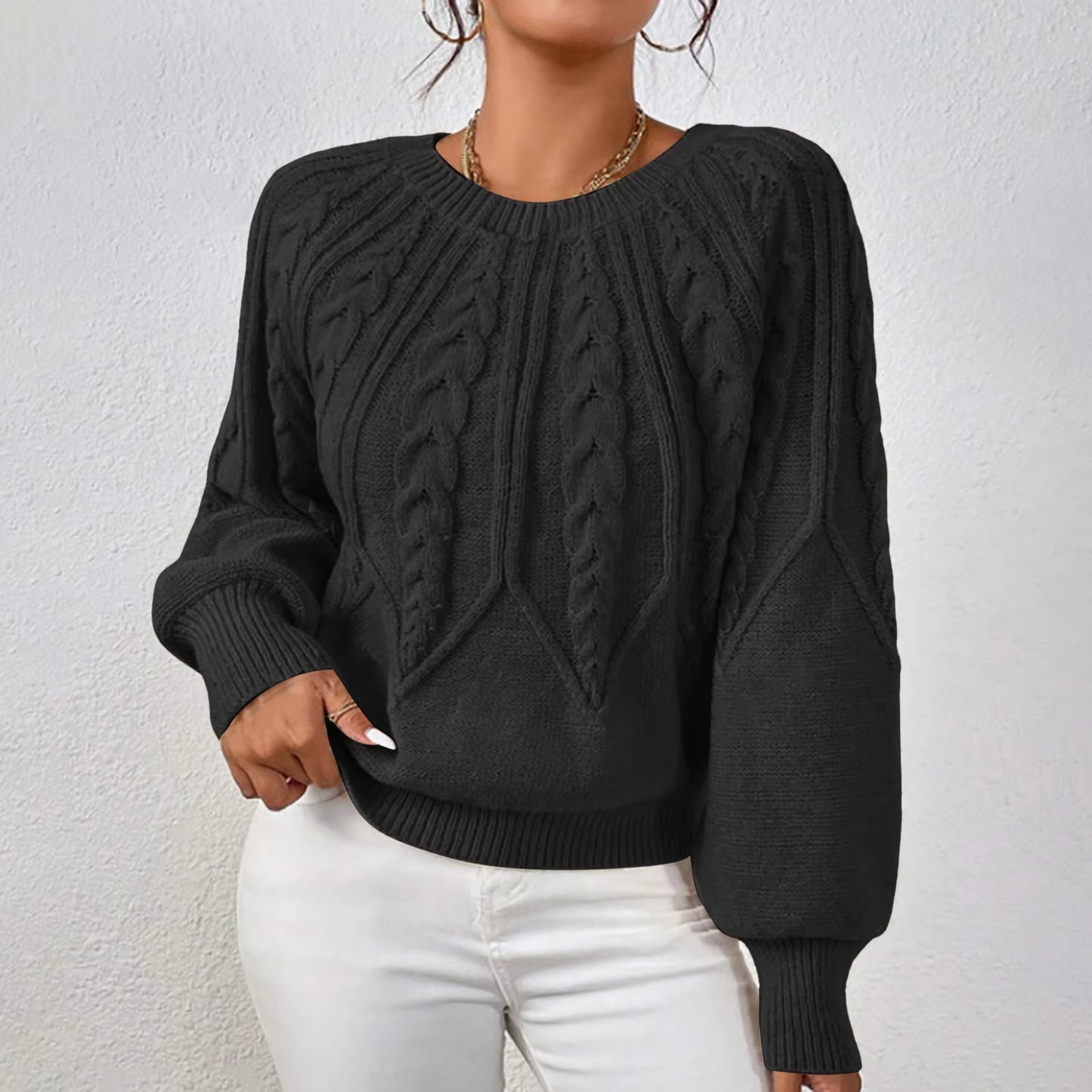 Sweaters for Women Crewneck Solid Color Ribbed Comfort Pullover Knitted Long Sleeve Casual Trendy Outfits Solid Color Sweater