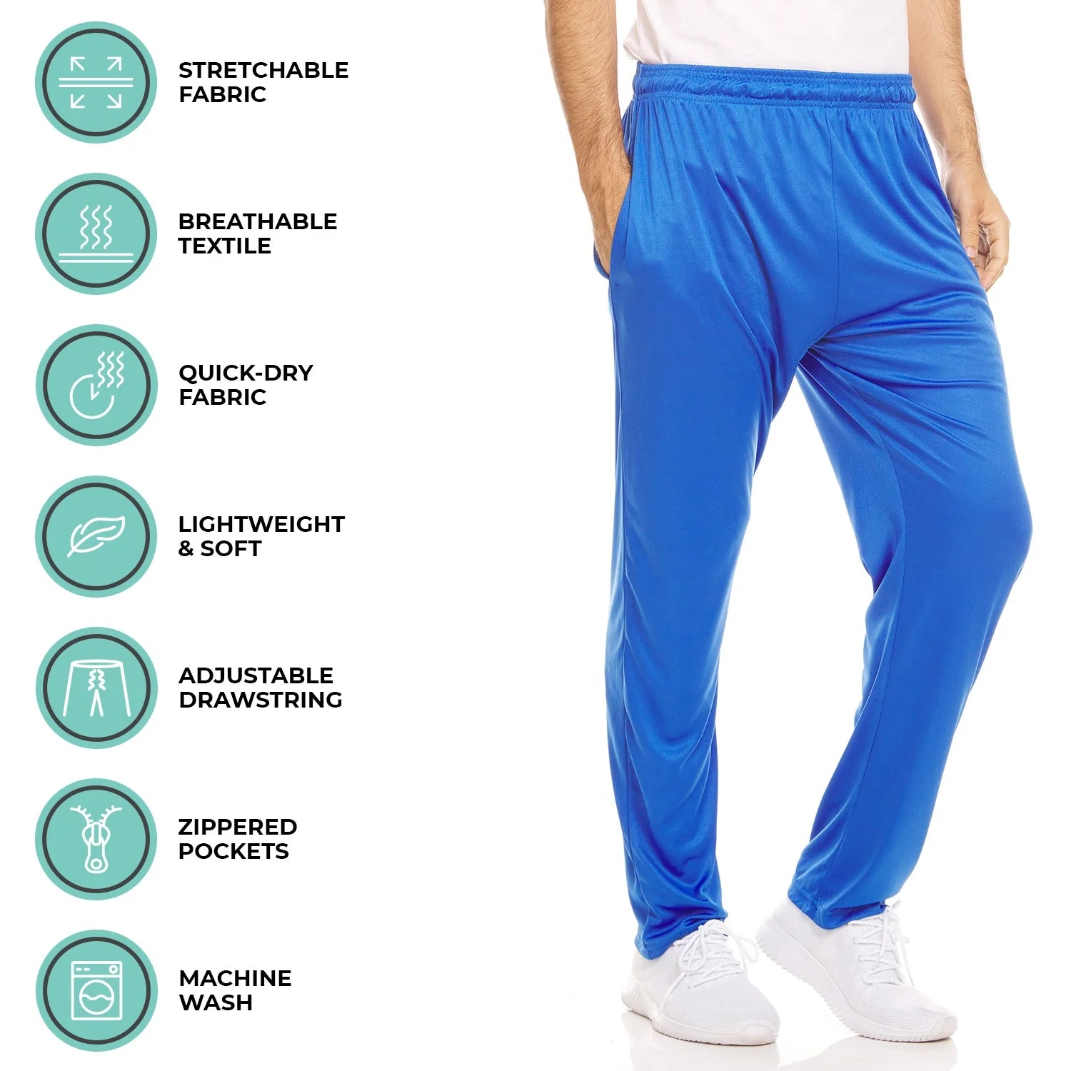 Mens Dri-Fit Pant 3 Pack-Moisture Wicking, High Performance, Comfy Spandex-Poly Blend (Up to Size 3XL)
