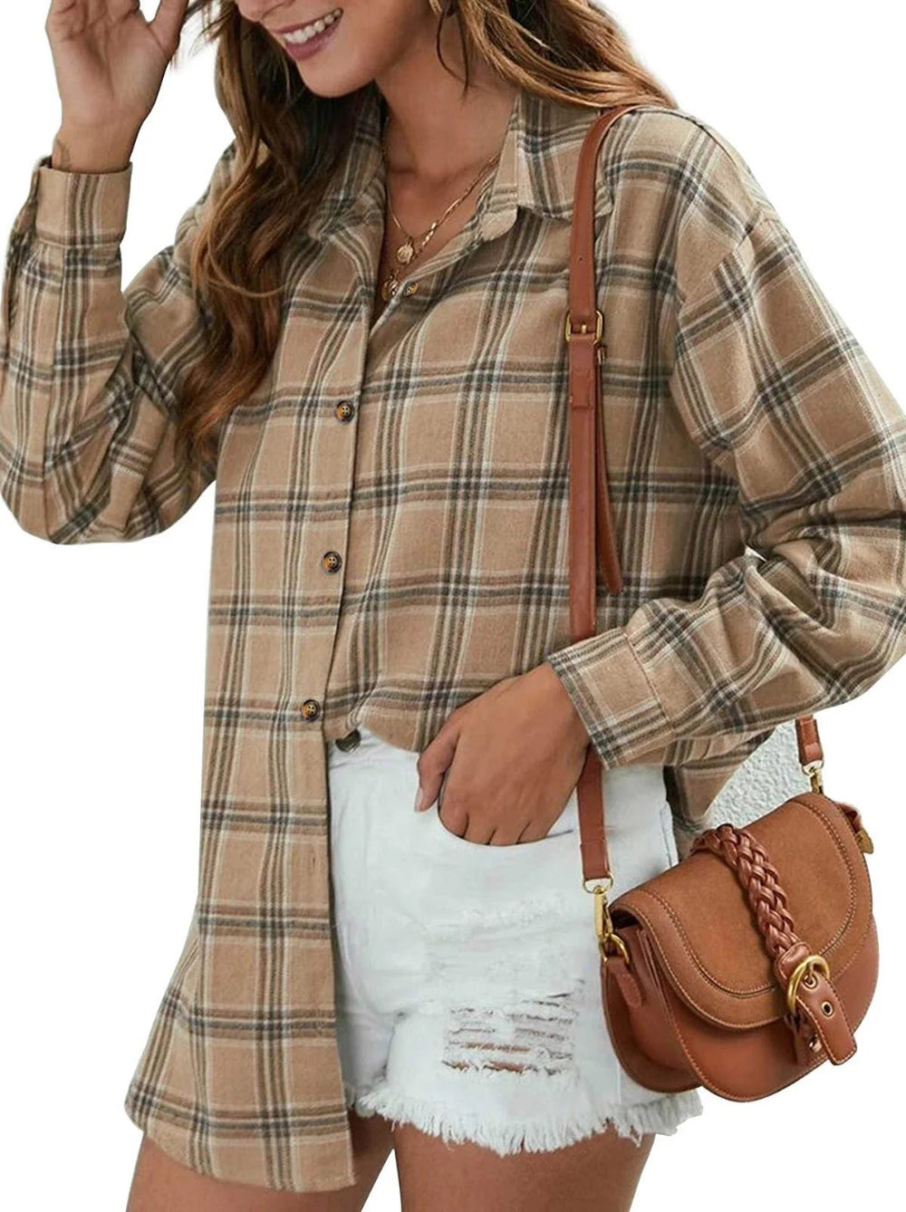 Plaid Flannel Shirts for Women Oversized Long Sleeve Button down Shirts Blouses Tops