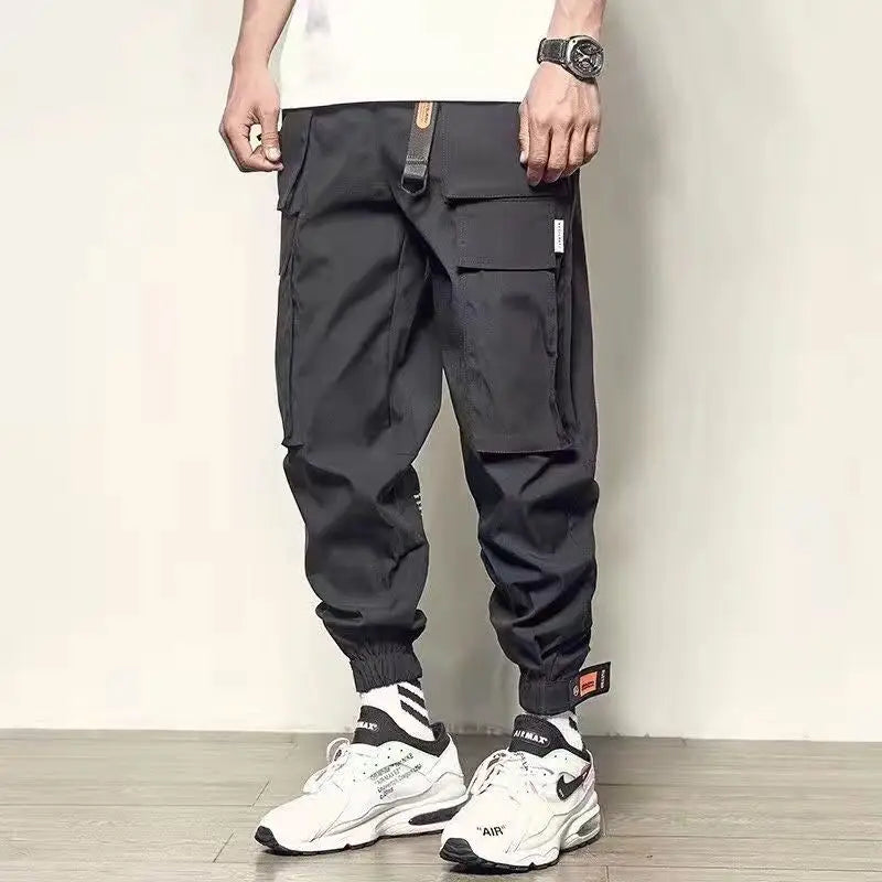 Men Pants Spring and Autumn Cargo Pants Man Fashion Hip Hop Casual Pants Loose Korean Drawstring Men Joggers Sweatpants