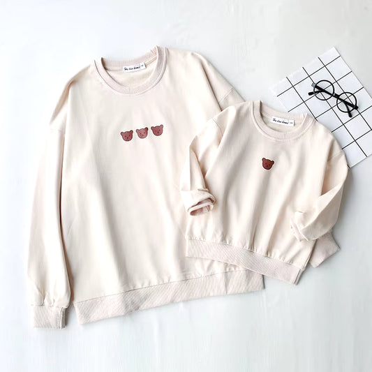 Family Matching Outfits T-Shirt Baby Bodysuit with Hat Bear Mother Kids Clothes