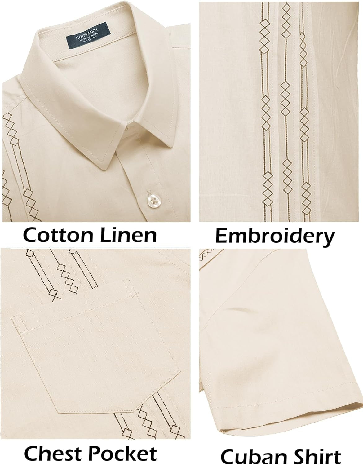 Mens Cuban Guayabera Shirt Short Sleeve Linen Button down Shirts Casual Summer Beach Tops